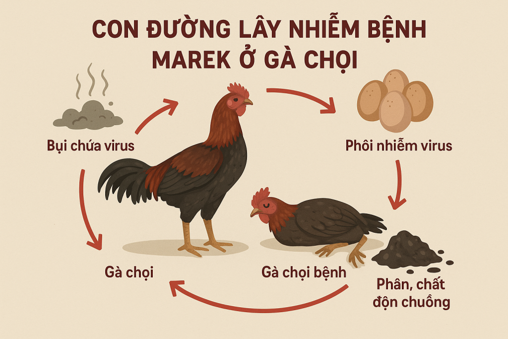 Bệnh Marek ở gà chọi là một bệnh nguy hiểm do virus Herpes gây ra, ảnh hưởng đến hệ thần kinh, gây liệt chân và hình thành khối u. Tìm hiểu cách phòng tránh ngay!